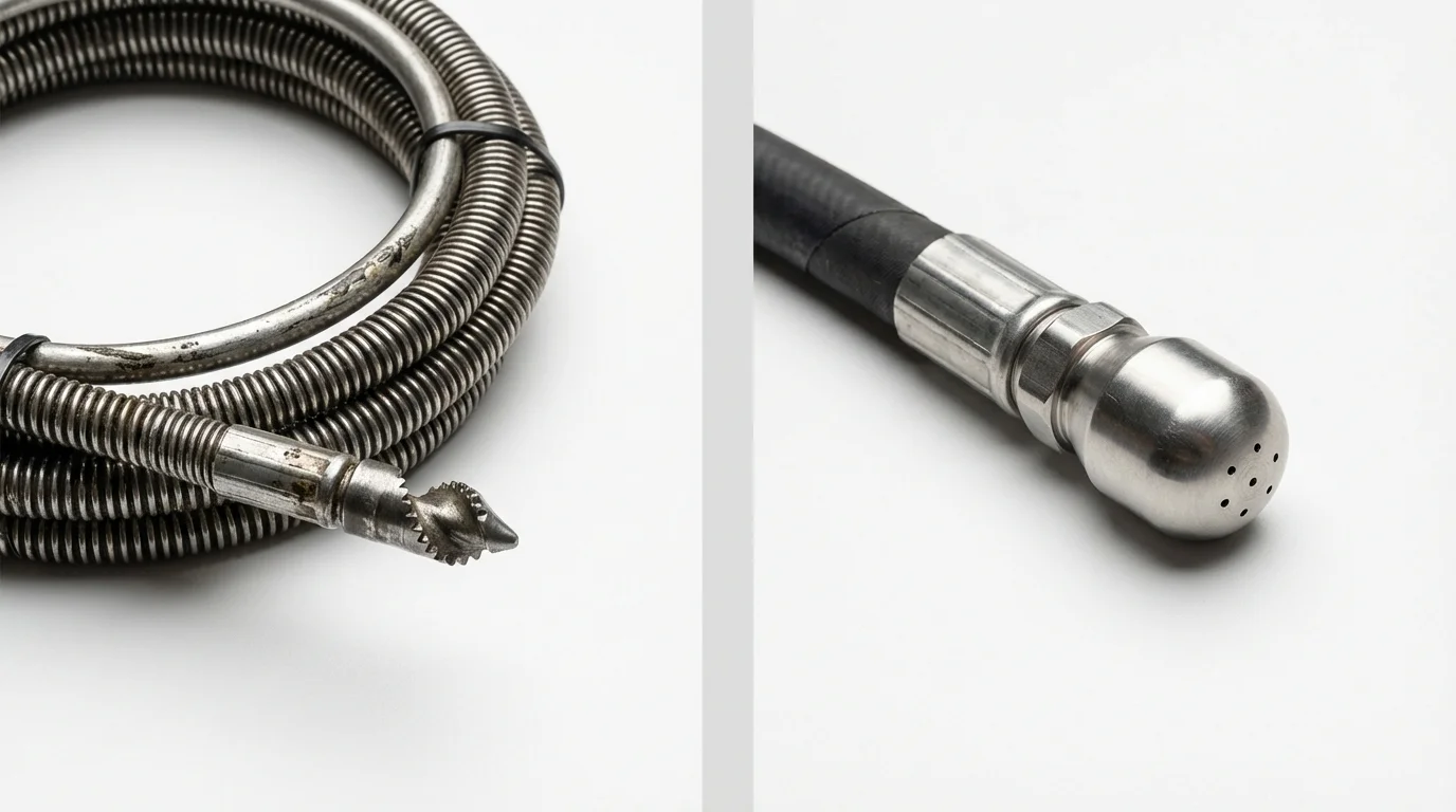 Drain snake cable and hydro jetting nozzle used for drain cleaning in Winnett, MT