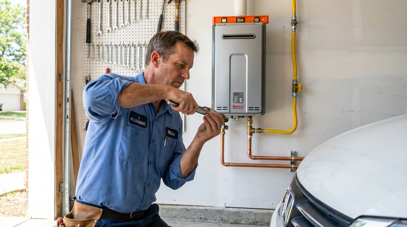 Tankless water heater installation by a Johns Plumbing LLC plumber in Winnett