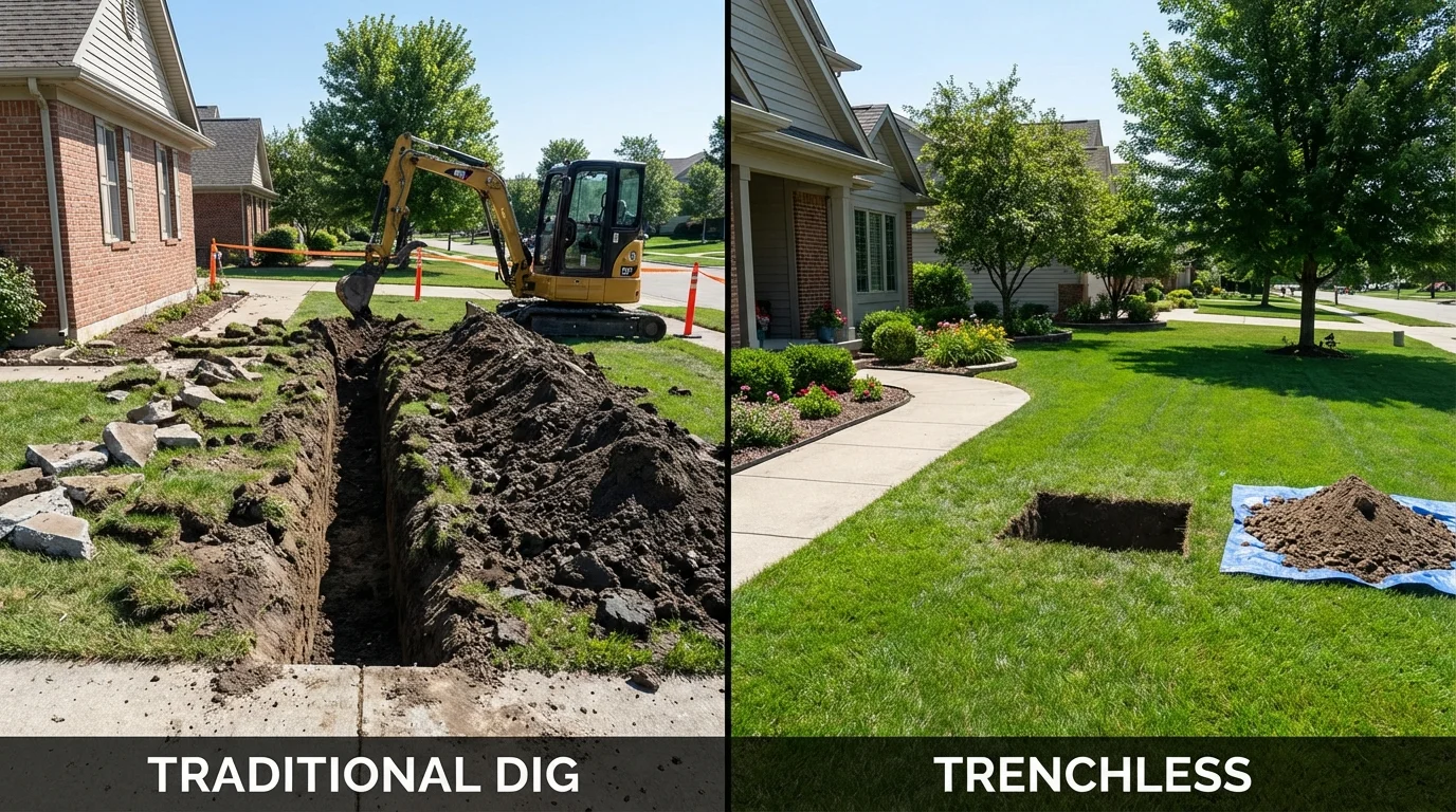Trenchless sewer repair with minimal yard damage versus traditional excavation in Winnett, MT